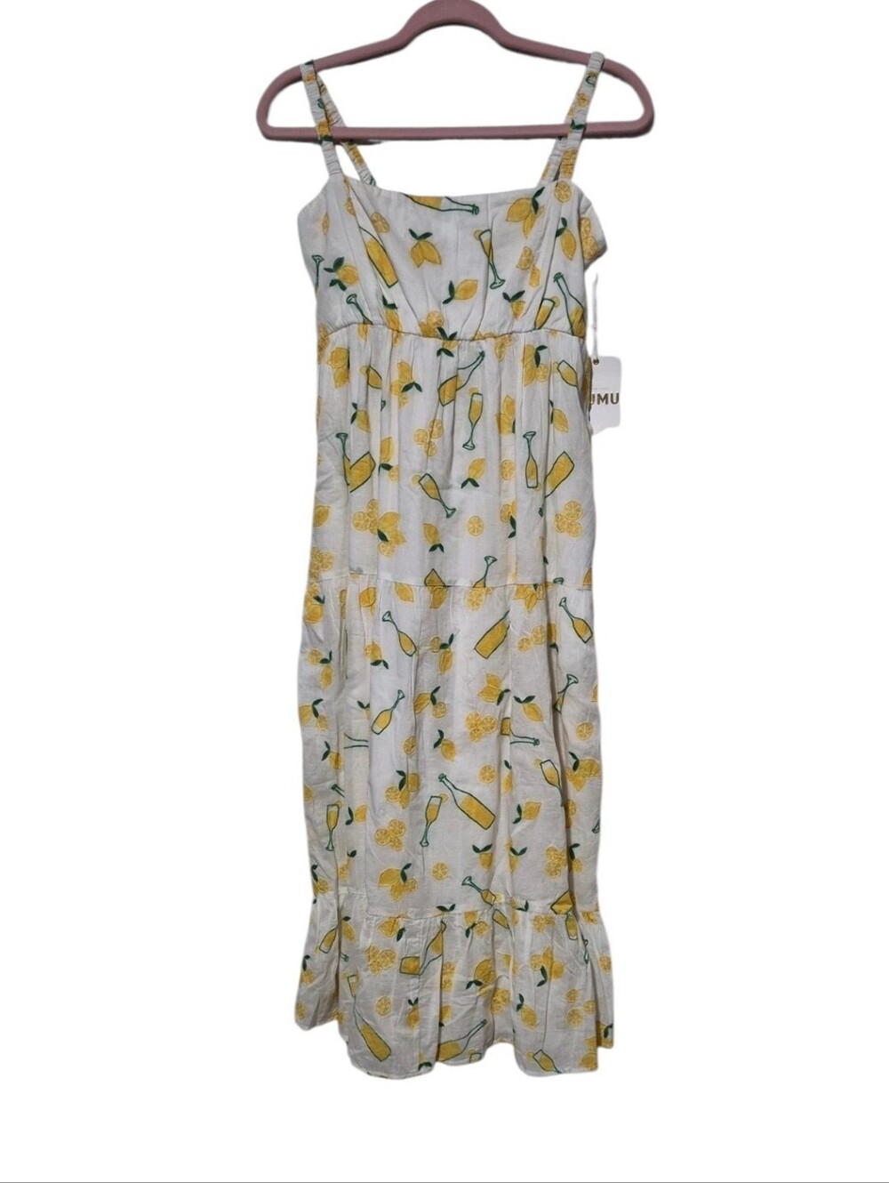 Show Me Your Mumu Summer Fling Limoncello Embroidery Midi Dress Large